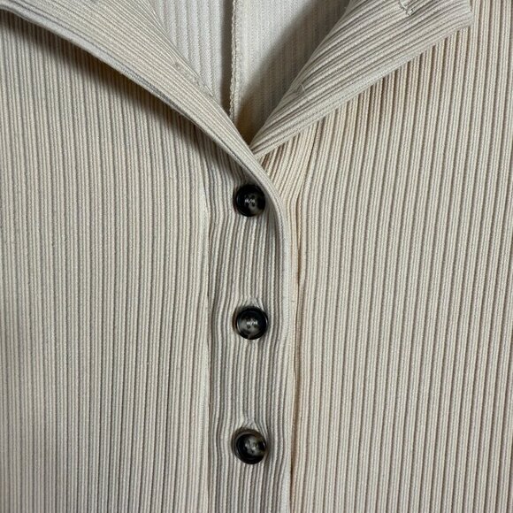 Edikted Lucia Ribbed Romper Women's XS Tan Button Up Collared Micro Mini Bodycon - Picture 9 of 15